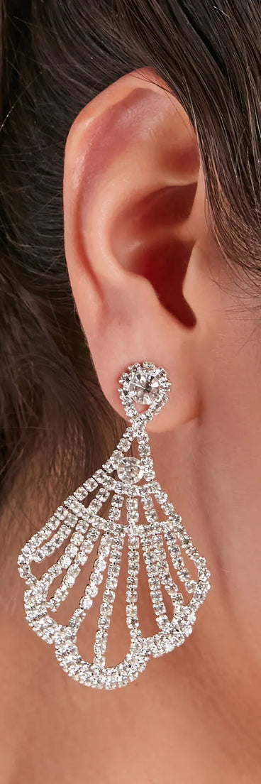 Under The Sea Glam Rhinestone Shell Earrings