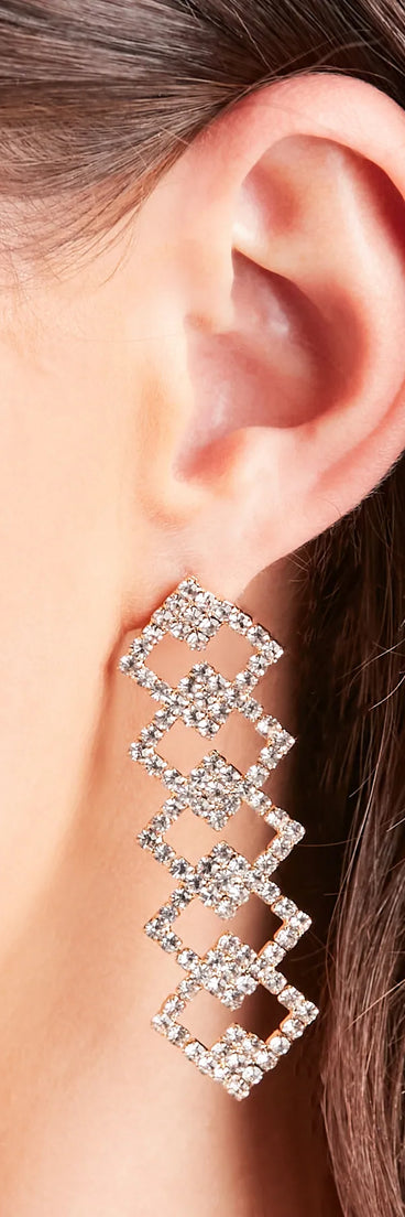 Fancy Vibes Diamond Rhinestone Duster Earrings