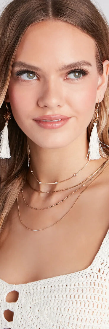 Boho Dreamer Celestial Charm Tassel Earrings