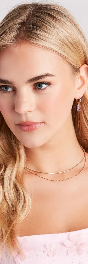 Glam Bliss Rhinestone Charm Hoop Earrings