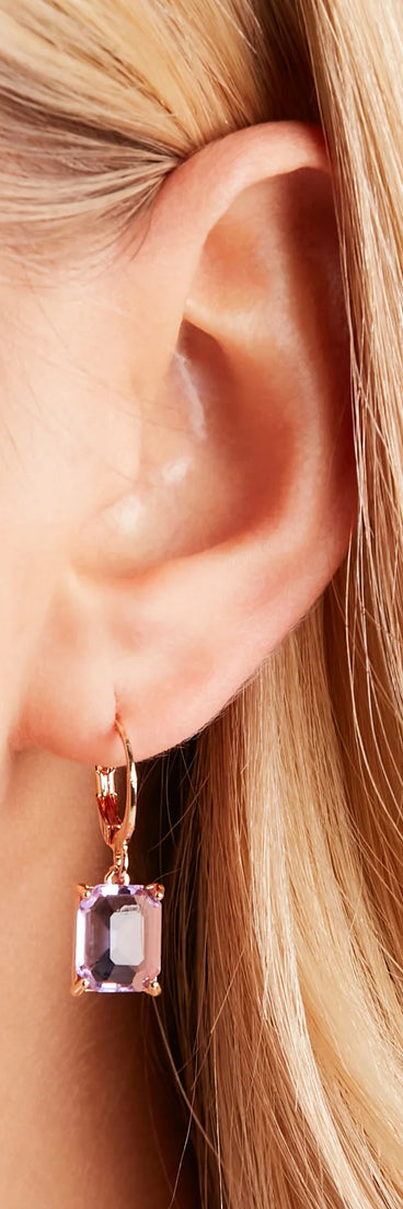 Glam Bliss Rhinestone Charm Hoop Earrings