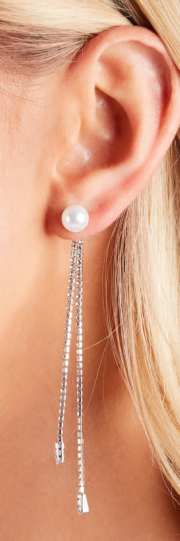 Elegant Sparkle Pearl And Rhinestone Duster Earrings