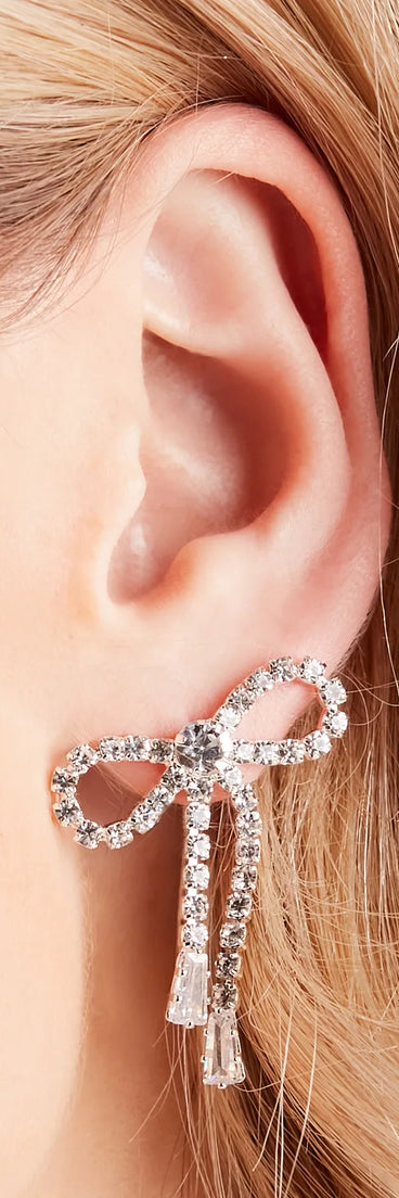 Cutest Glam Vibes Rhinestone Bow Earrings