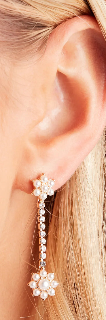 Touch Of Elegance Pearl Flower Rhinestone Earrings