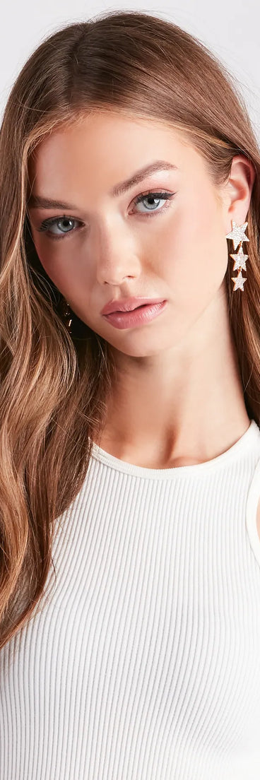 Reach For The Stars Rhinestone Earrings