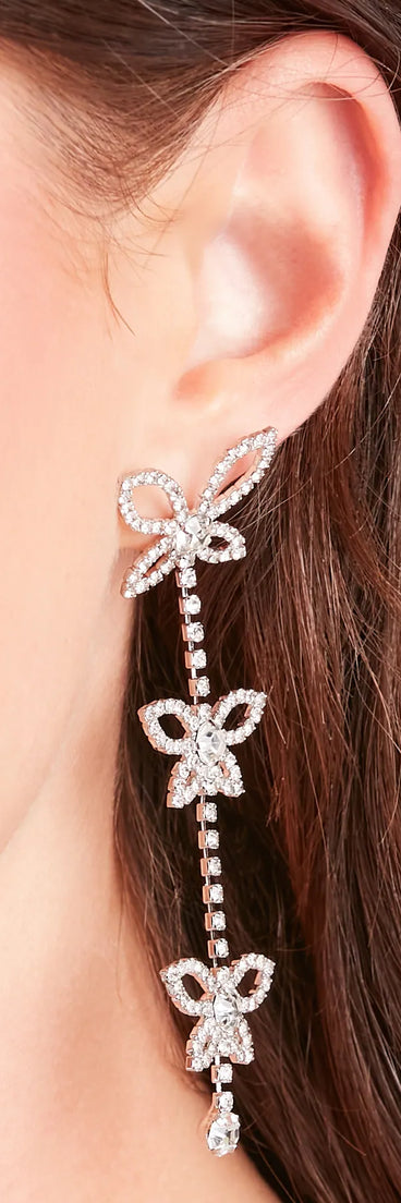 Enchanting Sparkle Rhinestone Butterfly Duster Earrings