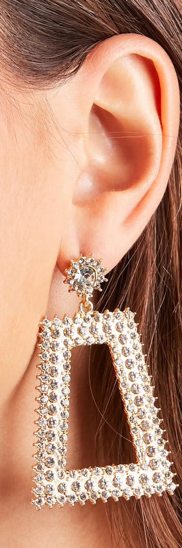 Sassy N Spiked Rhinestone Door Knocker Earrings