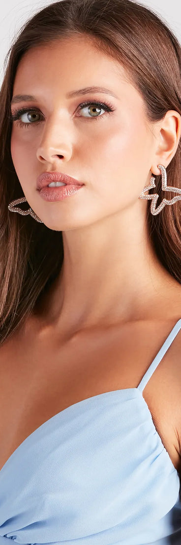 Feeling Fly Butterfly Rhinestone Earrings