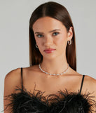 Double Trouble Rhinestone Hoop Earrings, a trendy silver addition to women's going-out outfits, is ideal for Christmas party outfits, chic NYE attire, or winter night-out looks that keep you on-trend!