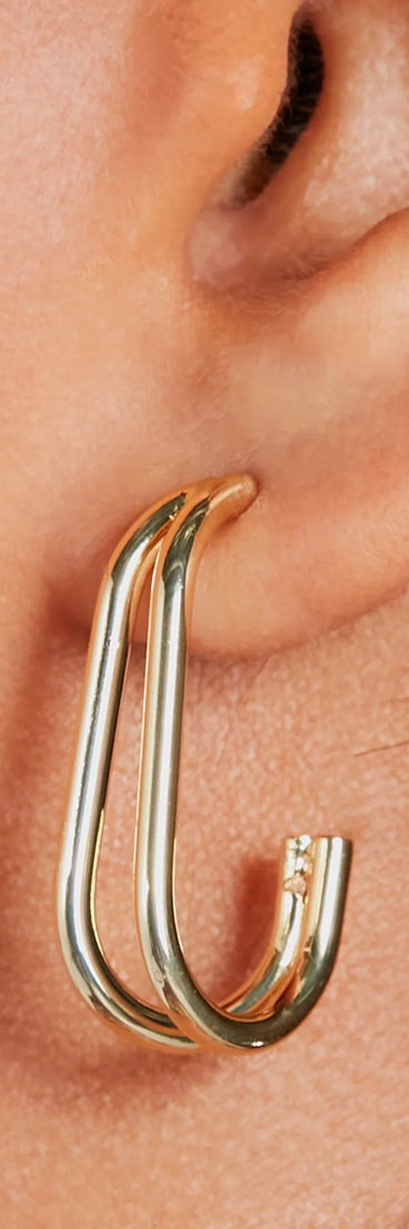 Gleaming 14K Gold Plated Curved Hoop Earrings