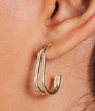Gleaming 14K Gold Plated Curved Hoop Earrings