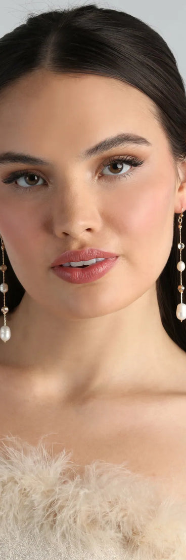 Cherish These Faux Pearl Rhinestone Earrings