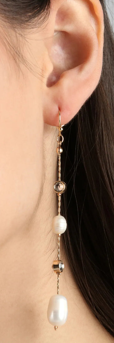 Cherish These Faux Pearl Rhinestone Earrings