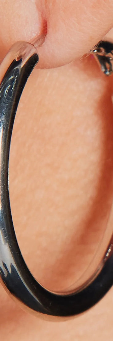 Sleek 14K White Gold Plated Small Hoop Earrings