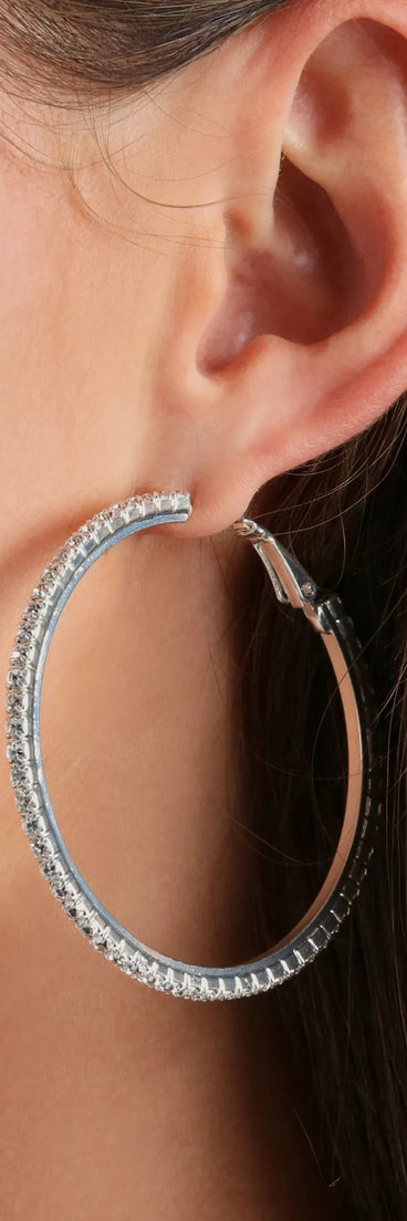 Get inspired with the Gorgeous Sparkle Rhinestone Hoop Earrings, a feed-worthy silver piece that’s part of Windsor's updated and curated women’s clothing edit packed with must-have fall outfit ideas.