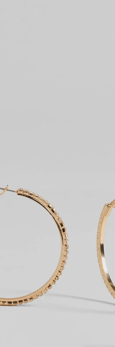 Beautiful Sparkle Rhinestone Hoop Earrings, a trendy gold addition to women's going-out outfits, is ideal for party attire, chic concert outfits, or night-out looks that keep you on-trend!