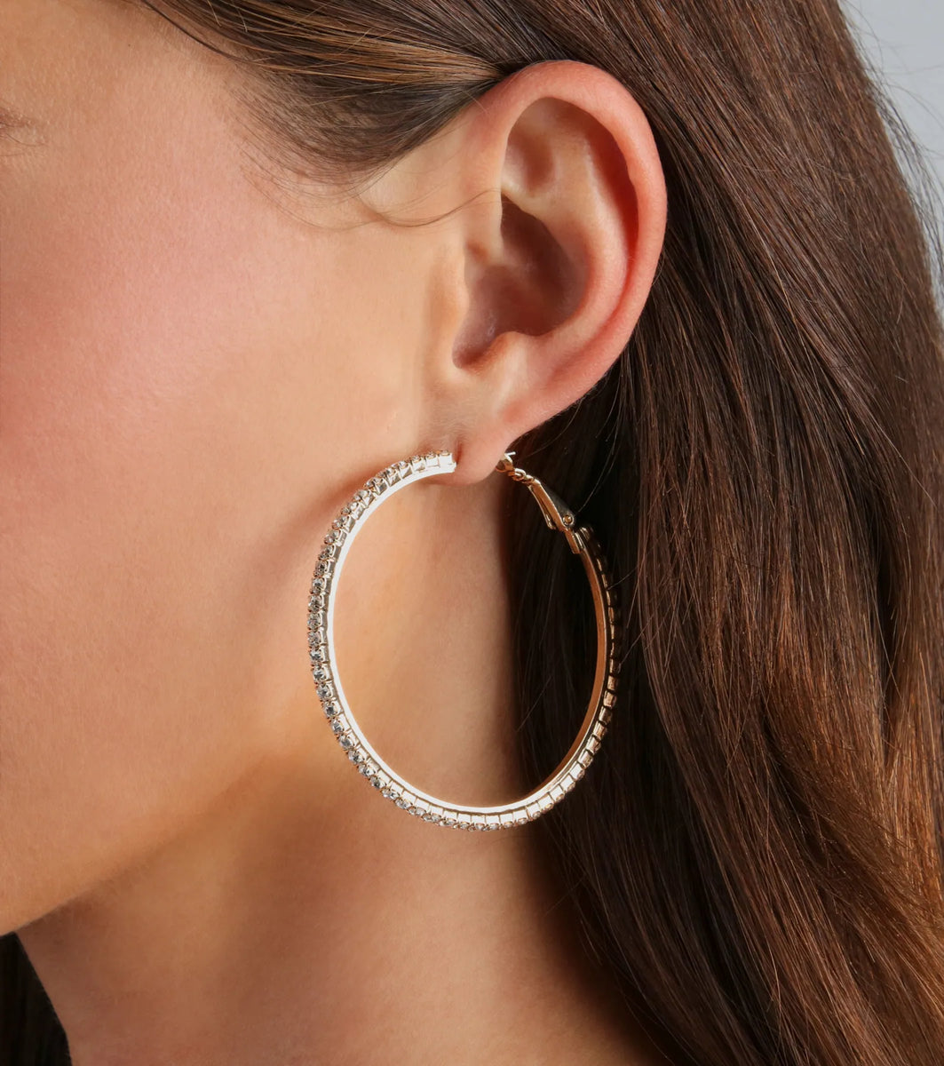 Beautiful Sparkle Rhinestone Hoop Earrings & Windsor