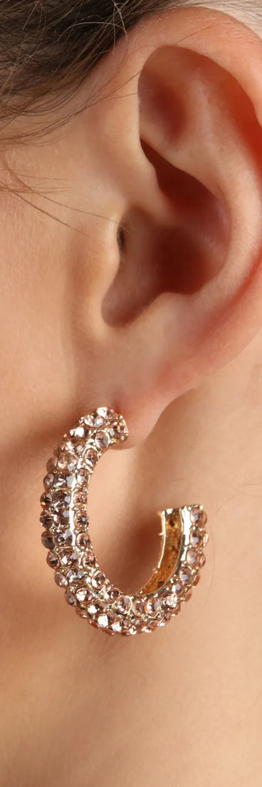 So Glitzy Small Rhinestone Hoop Earrings