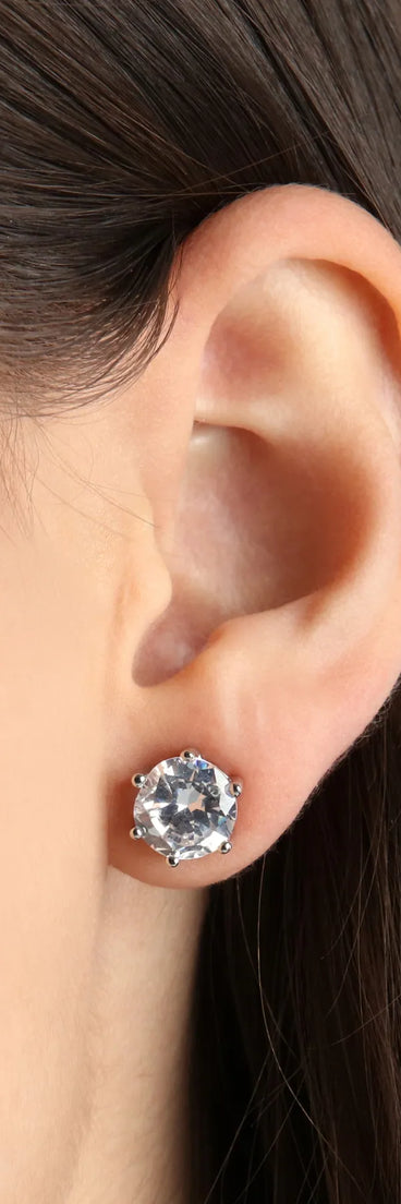 Simple Sparkle Cubic Zirconia Stud Earrings