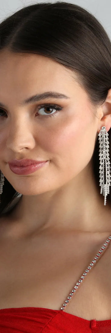 Luxe Statement Rhinestone Fringe Earrings