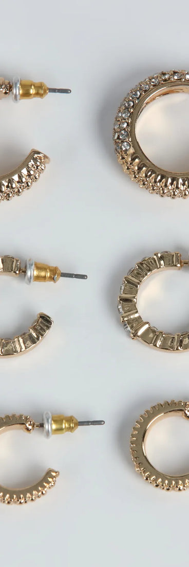 So Trendy Three-Pack Huggie Hoop Earring Set