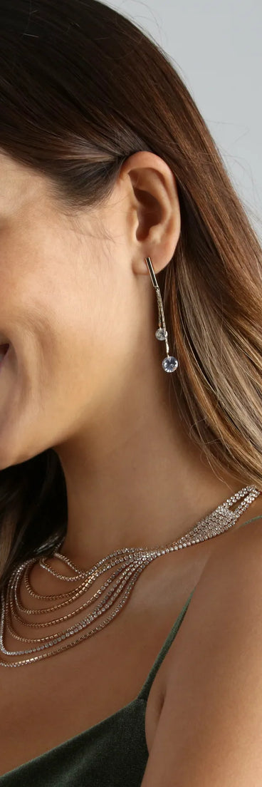 Pretty Vibes Dainty Rhinestone Chain Earrings