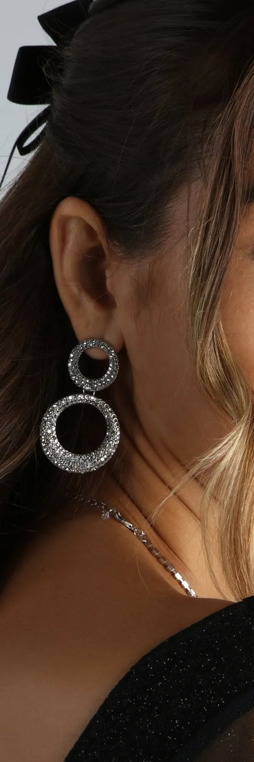 Edgy Glam Era Rhinestone Double Hoop Earrings