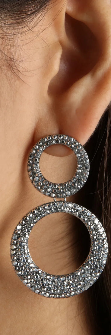 Edgy Glam Era Rhinestone Double Hoop Earrings