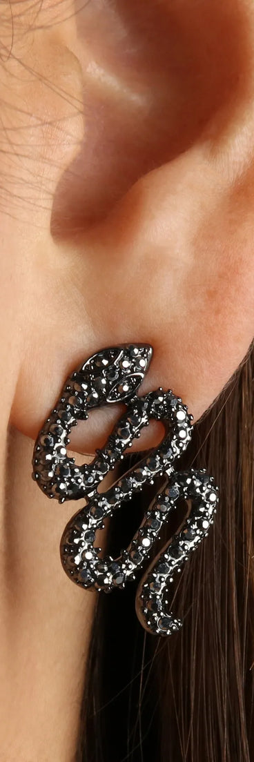 Chic Reputation Rhinestone Snake Earrings
