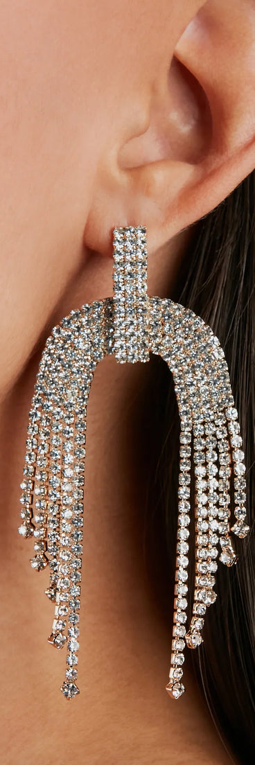 Shimmering Statement Rhinestone Fringe Earrings