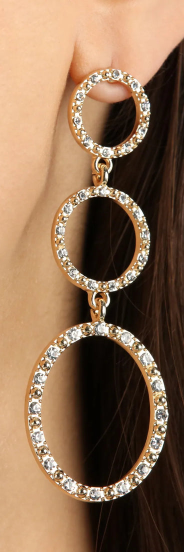 Pursuit Of Glam Rhinestone Linear Hoop Earrings