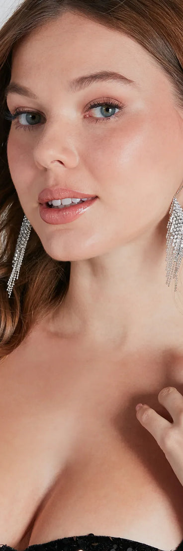 Match My Vibe Rhinestone Fringe Earrings
