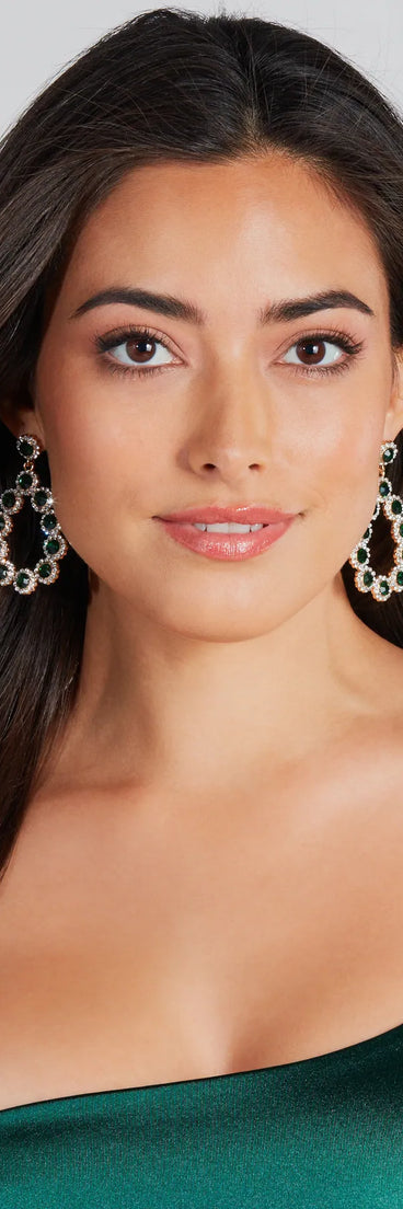 Lovely Gleam Emerald Rhinestone Earrings
