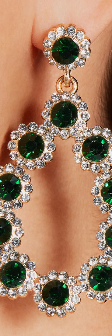Lovely Gleam Emerald Rhinestone Earrings