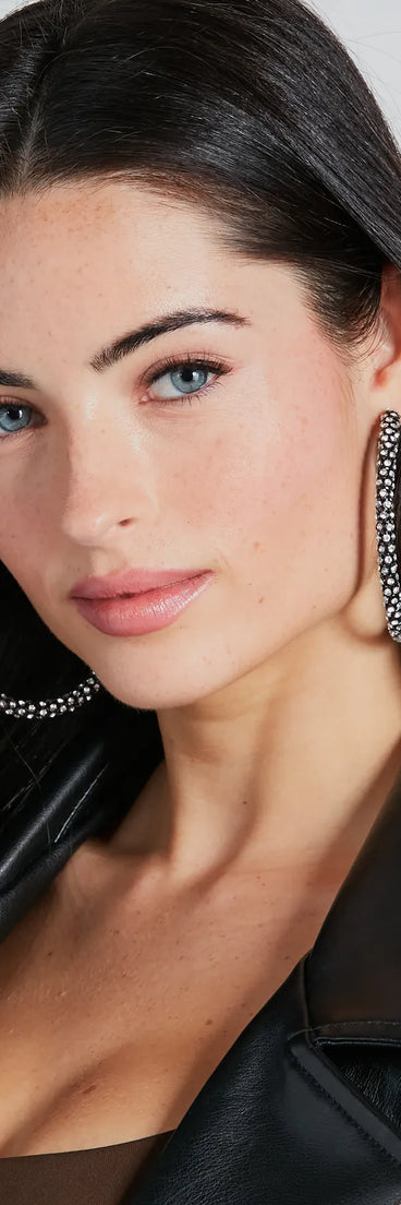 Compliments You Rhinestone Hoop Earrings