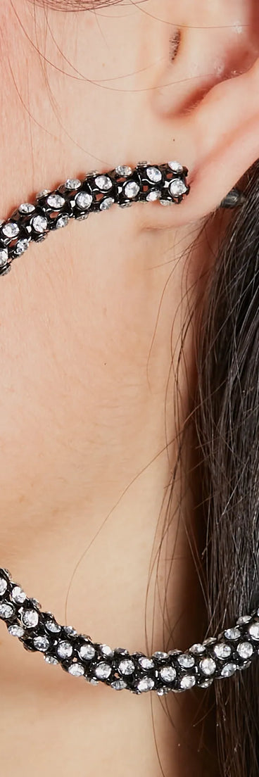 Compliments You Rhinestone Hoop Earrings