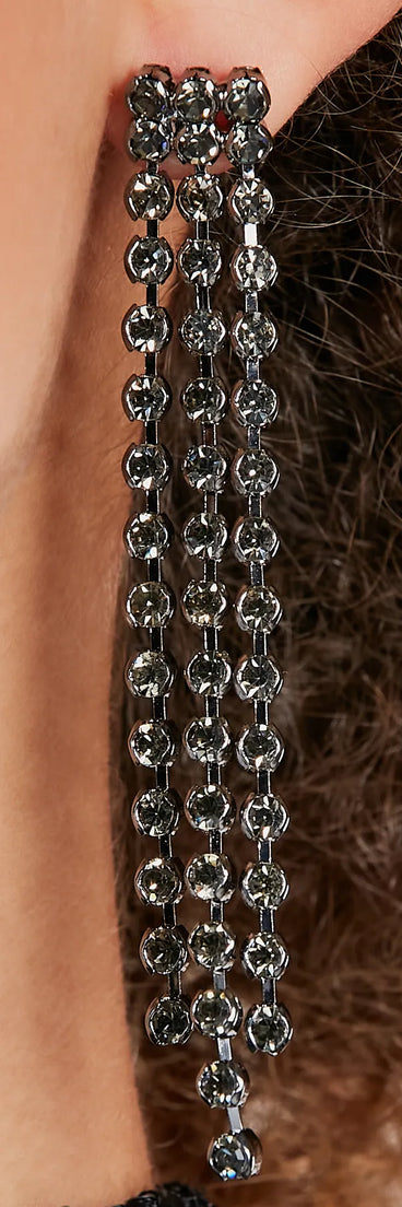 Elegant Angles Hematite Rhinestone Earrings