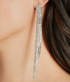 Stunning Elegance Rhinestone Fringe Earrings, a trendy silver addition to women's going-out outfits, is ideal for Christmas party outfits, chic NYE attire, or winter night-out looks that keep you on-trend!