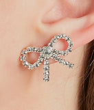 Simply Glam Rhinestone Bow Stud Earrings