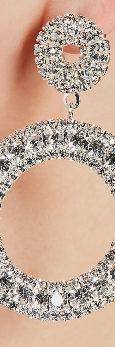 The Dazzling Shine Rhinestone Hoop Earrings in silver is an elevated pick for your best outfit yet, effortlessly delivering a polished look that's sure to turn heads at any celebration.
