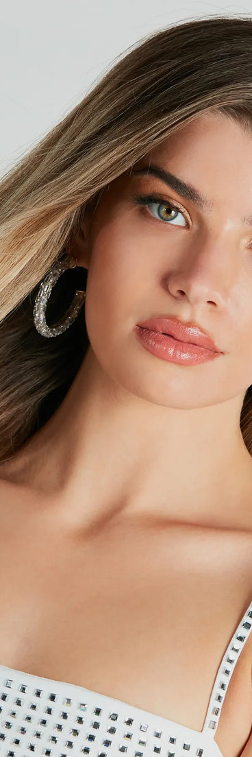 Looking Gorgeous Rhinestone-Beaded Hoop Earrings