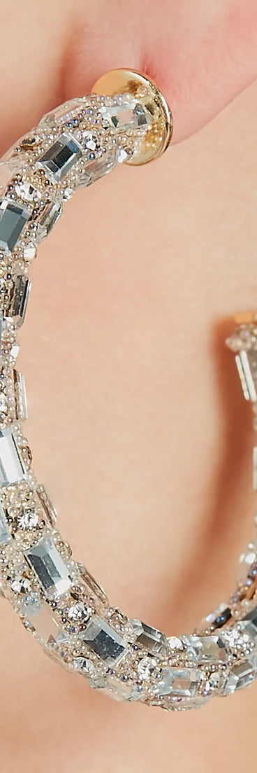 Looking Gorgeous Rhinestone-Beaded Hoop Earrings