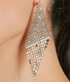 Glam Statement Rhinestone Mesh Drop Earrings