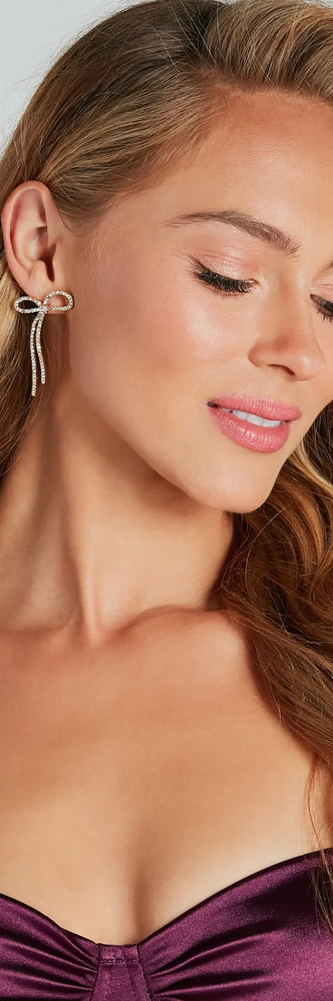 Gift Of Glam Iridescent Rhinestone Bow Earrings