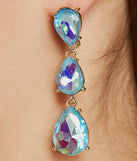 So Dreamy Iridescent Teardrop Rhinestone Earrings