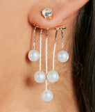 Exude Luxury Rhinestone Stud Faux Pearl Earrings