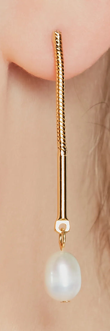 Pretty And Chic 14K Gold Plated Pearl Charm Earrings