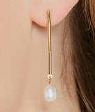 Pretty And Chic 14K Gold Plated Pearl Charm Earrings
