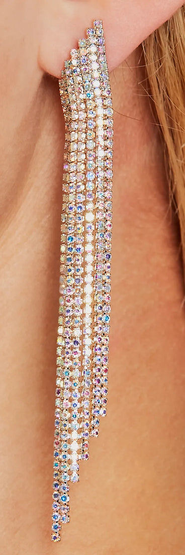 Luxe Shine Iridescent Rhinestone Fringe Earrings