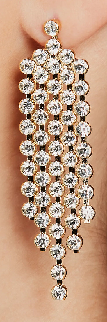 Glam Energy Rhinestone Fringe Earrings